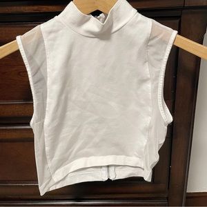 white crop top with mesh sides